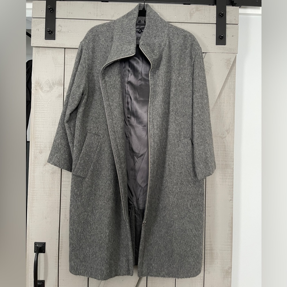 Eileen Fisher Alpaca Long Coat, Grey, Size SP, worn a few times, Pockets